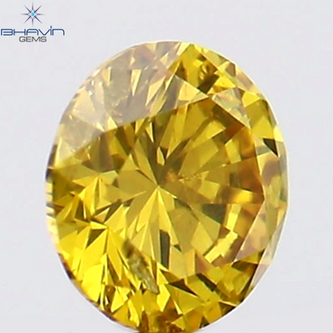 0.16 CT Round Shape Natural Diamond Vivid Yellow (Canary) Color SI1 Clarity (3.56 MM)