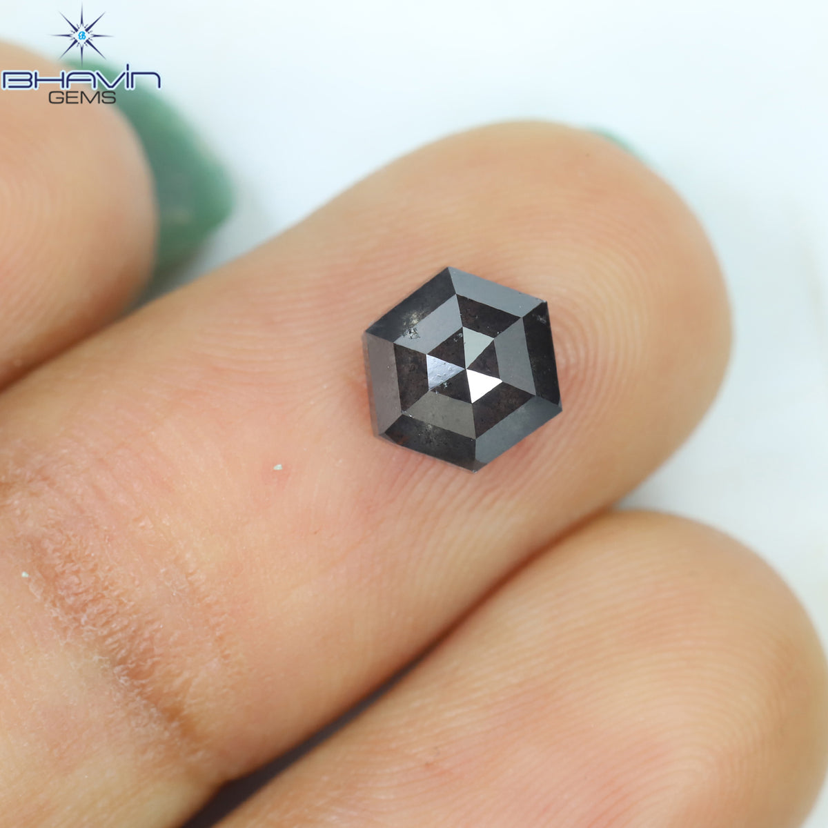 1.13 CT Natural Hexagon Diamond Salt And Pepper Color Clarity I3 (6.60 MM)