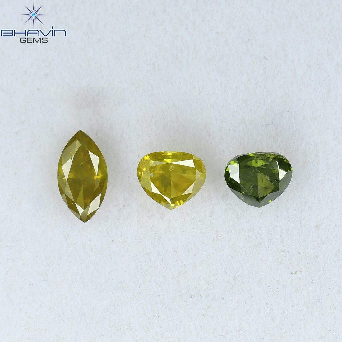 0.66 CT/3 Pcs Natural Mix Diamond Enhanced Yellow Green Color Clarity SI2 (5.38 MM)