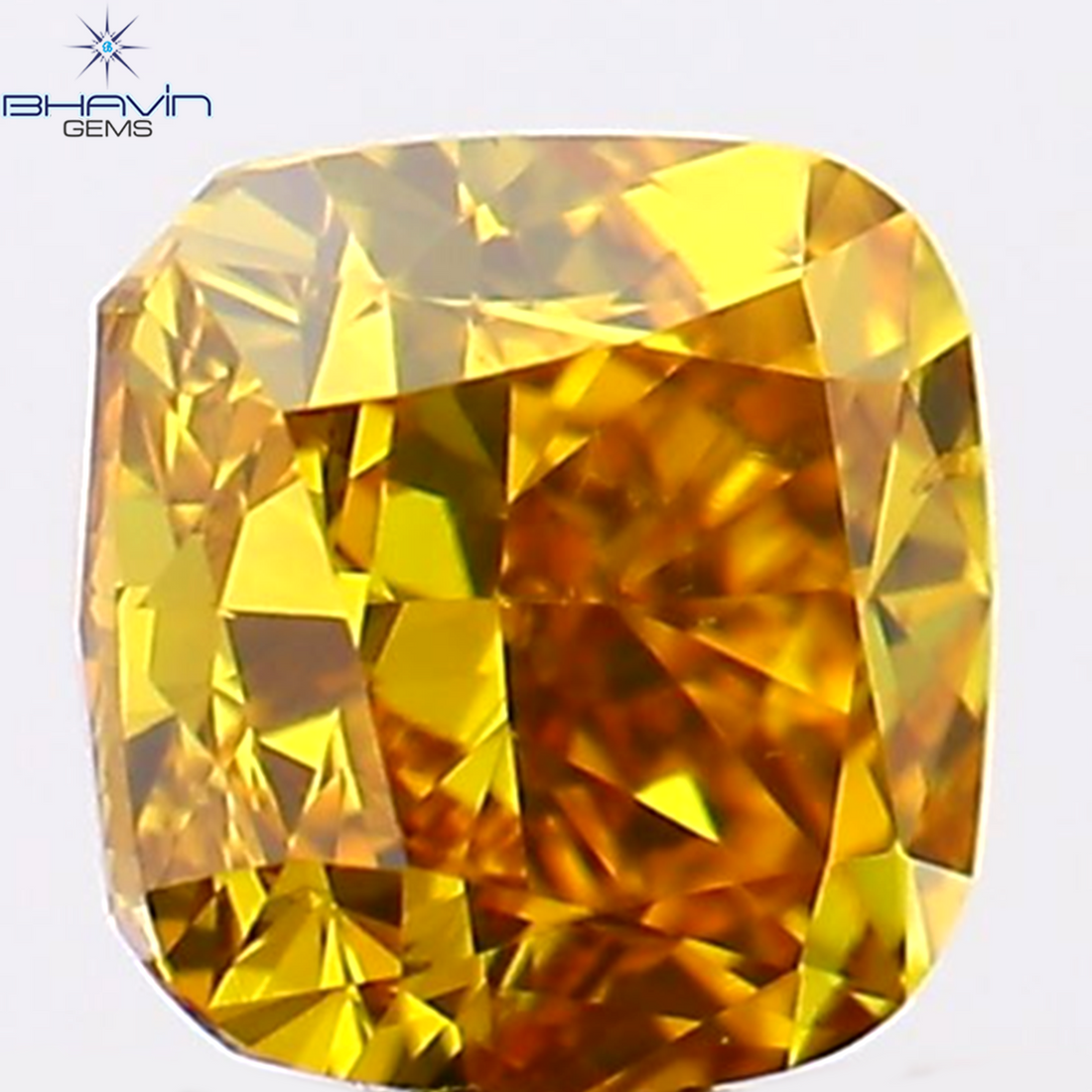 0.32 CT Natural Cushion Diamond Enhanced Orange Yellow Color Clarity VS2 (3.68 MM)