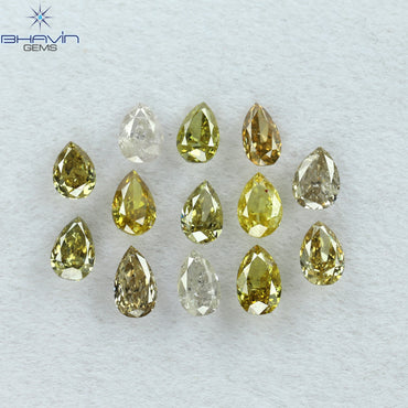1.39 CT/13 Pcs Pear Shape Natural Diamond Mix Color SI Clarity (4.20 MM)