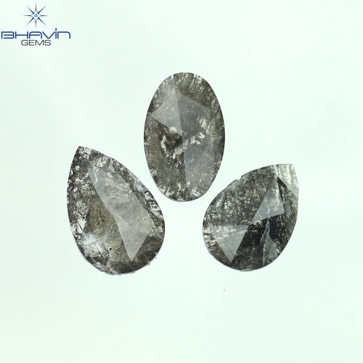 1.54 CT/3 Pcs Natural Mix Slice Diamond Salt And Pepper Color Clarity I3 (9.82 MM)