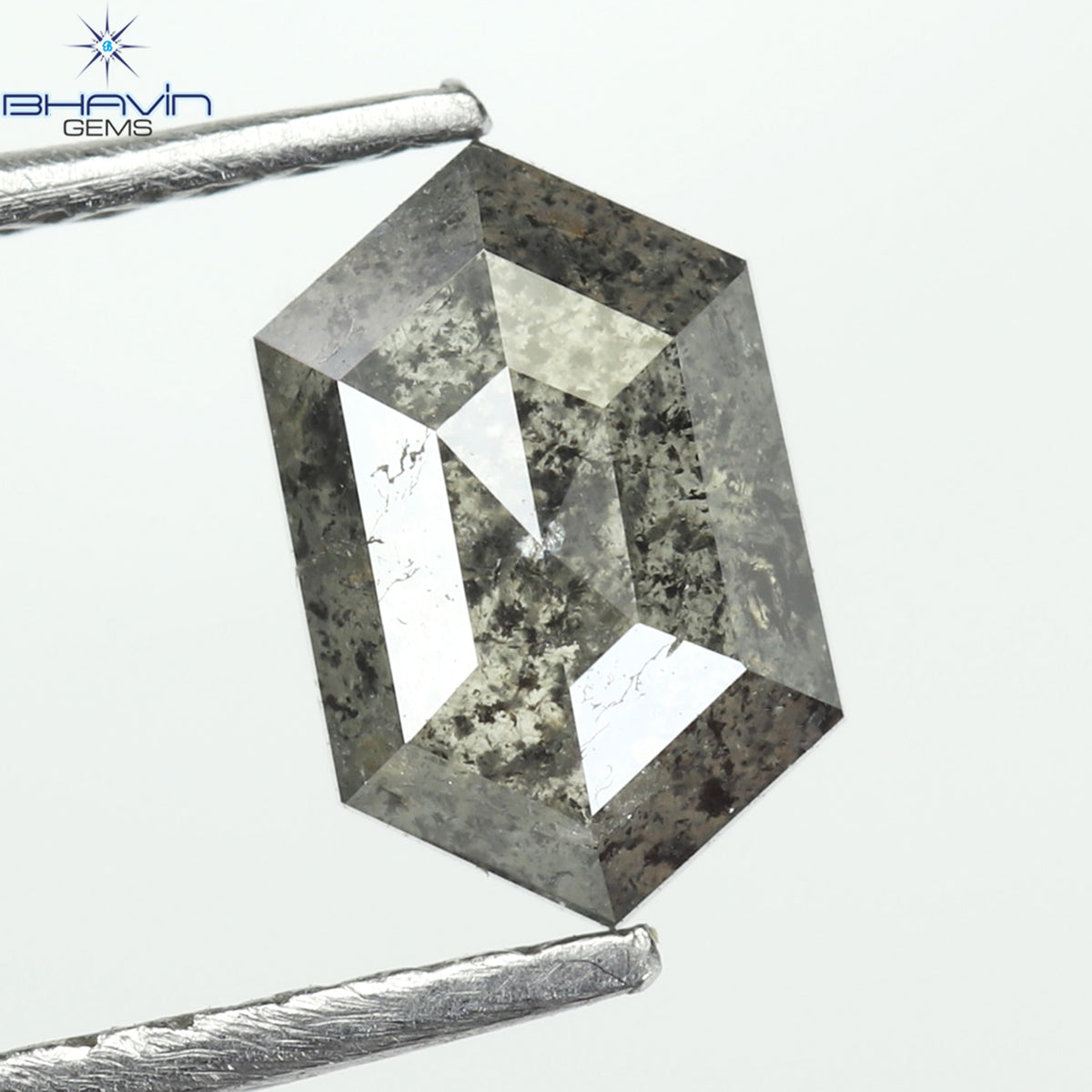 0.80 CT Natural Hexagon Diamond Salt And Pepper Color Clarity I3 (7.10 MM)