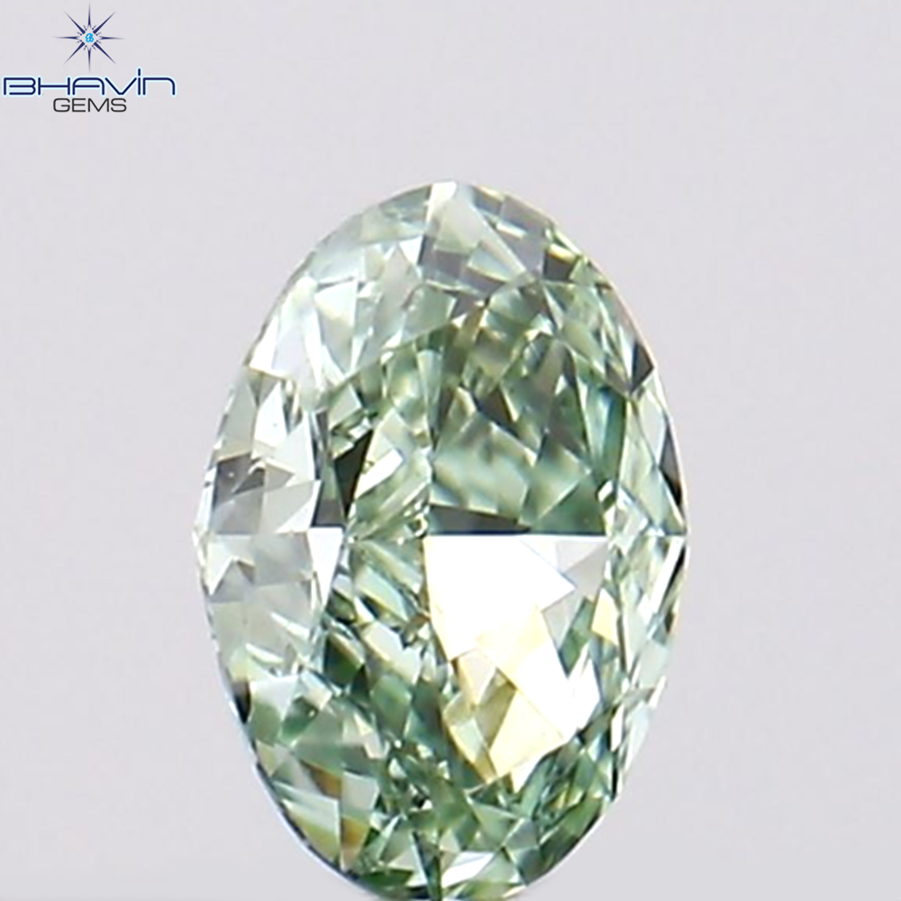 0.07 CT オーバル シェイプ ナチュラル ダイヤモンド グリーンがかったブルー カラー VS1 クラリティ (3.08 MM)