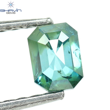 0.38 CT Emerald Shape Enhanced Blue Color Natural Diamond I2 Clarity (4.46 MM)