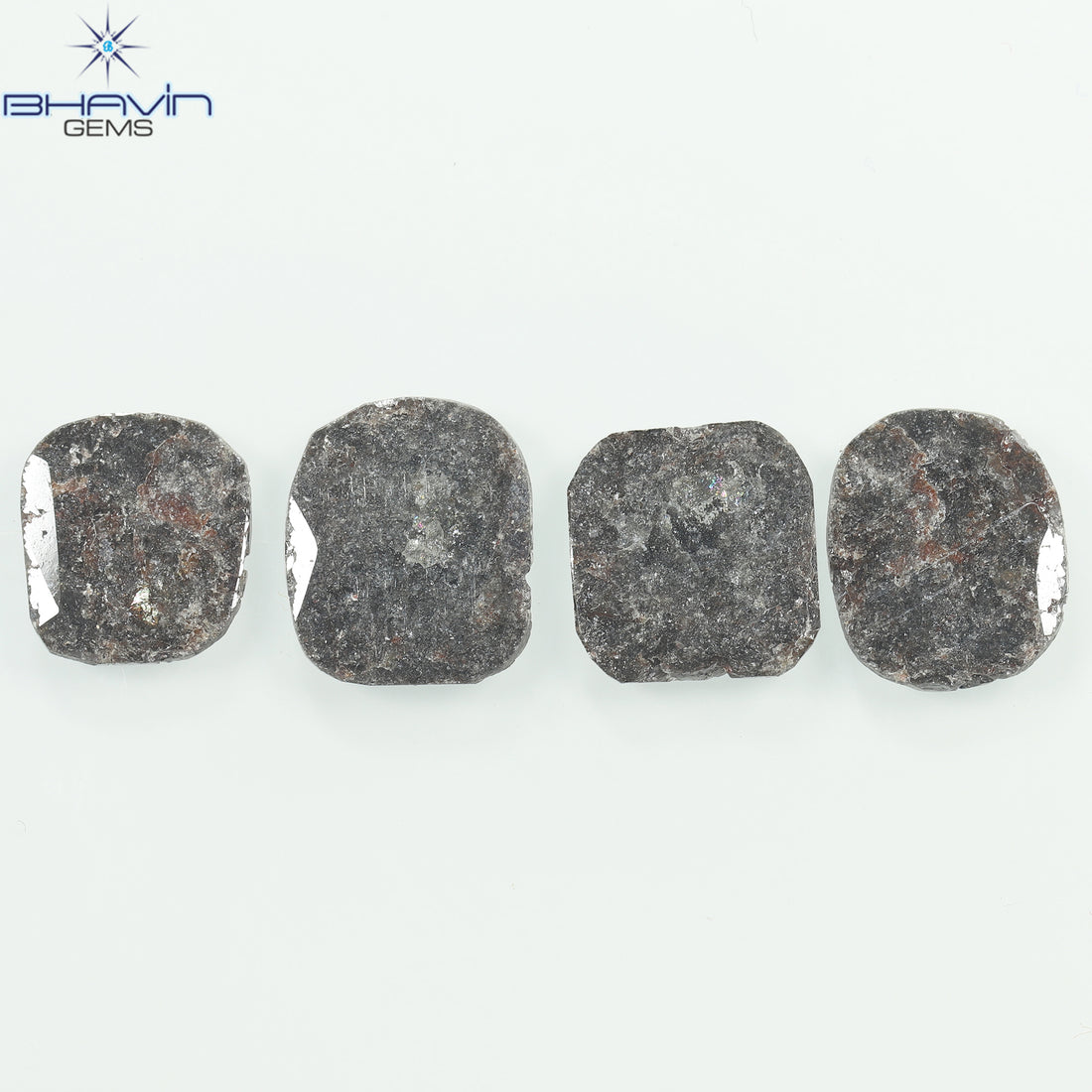 5.80 CT (4 Pcs) Cushion Slice Natural Diamond Salt And Pepper Color Clarity I3 (11.04 MM)