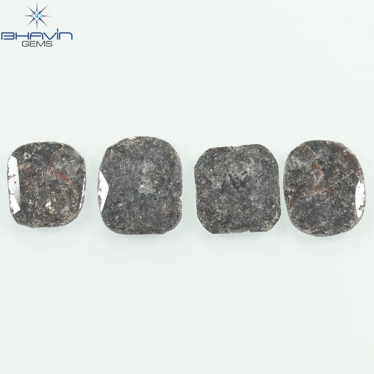 5.80 CT (4 Pcs) Cushion Slice Natural Diamond Salt And Pepper Color Clarity I3 (11.04 MM)