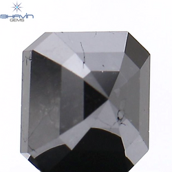 1.22 CT Asscher Shape Natural Diamond Black Color Clarity Opaque (5.96 MM)