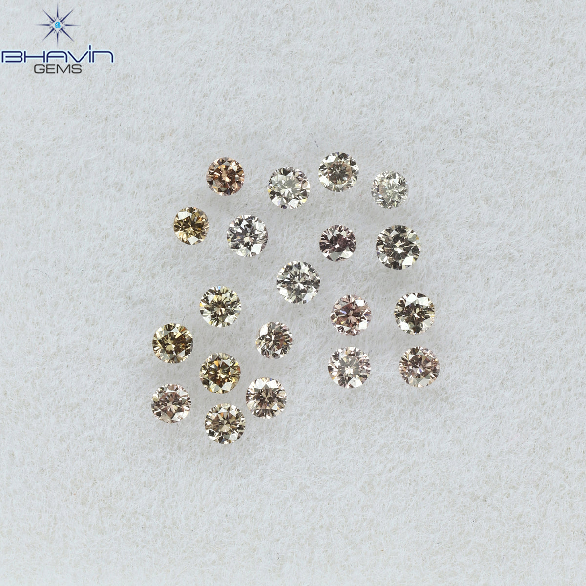 0.29 CT/20 Pcs Natural Round Diamond Brown Pink Argyle Color Clarity VS-SI (1.60 MM)