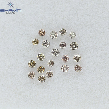 0.29 CT/20 Pcs Round Shape Natural Loose Diamond Brown Pink Argyle Color VS-SI Clarity (1.60 MM)