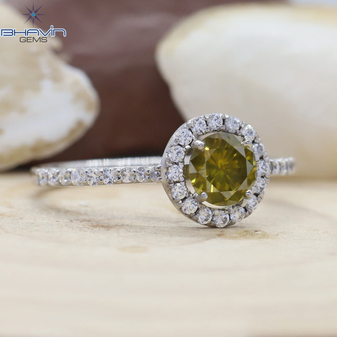 Round Diamond, Yellow Diamond, Natural Diamond Ring, Engagement Ring, Wedding Ring, Diamond Ring