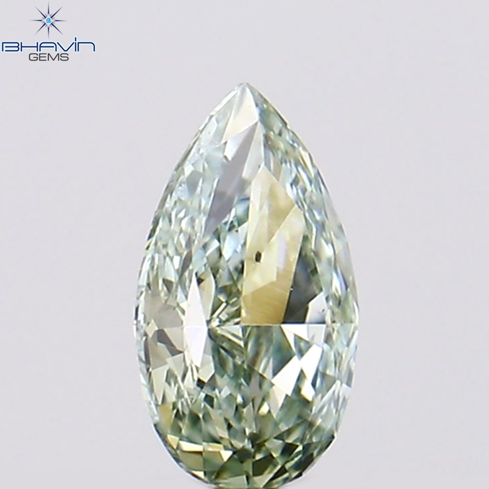 0.15 CT Natural Pear Diamond Enhanced Bluish Green Color Clarity VS2 (4.58 MM)