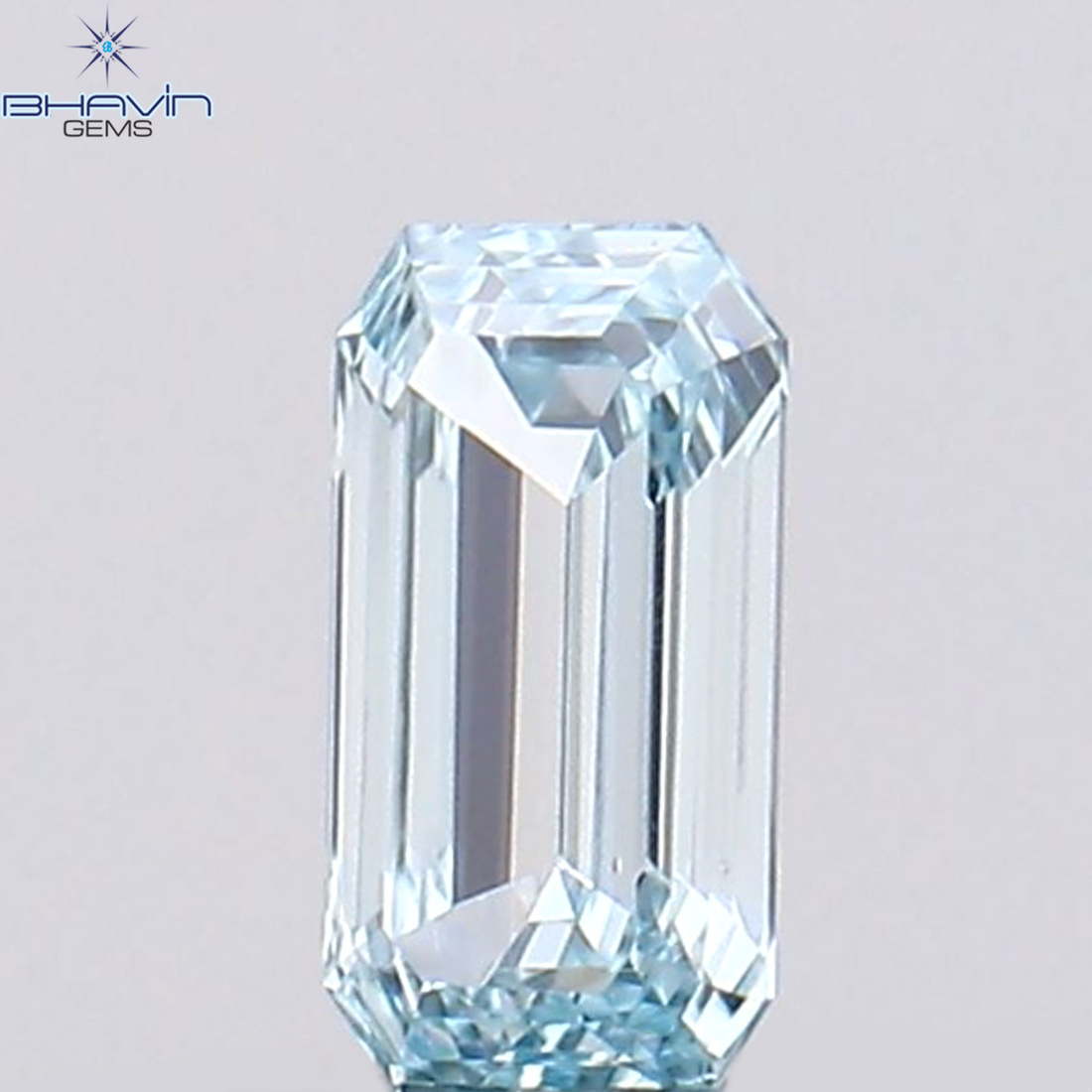 0.09 CT エメラルド シェイプ ナチュラル ダイヤモンド グリーンがかったブルー カラー VS1 クラリティ (3.58 MM)