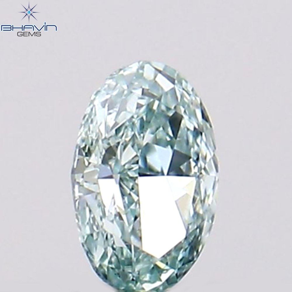0.12 CT Natural Oval Diamond Enhanced Bluish Green Color Clarity VS1 (3.26 MM)