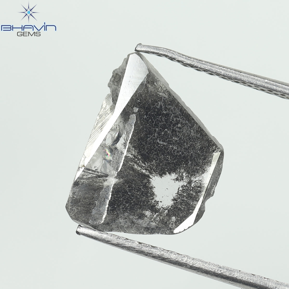 1.07 CT スライス シェイプ ナチュラル ダイヤモンド ソルト アンド ペッパー カラー I3 クラリティ (12.09 MM)