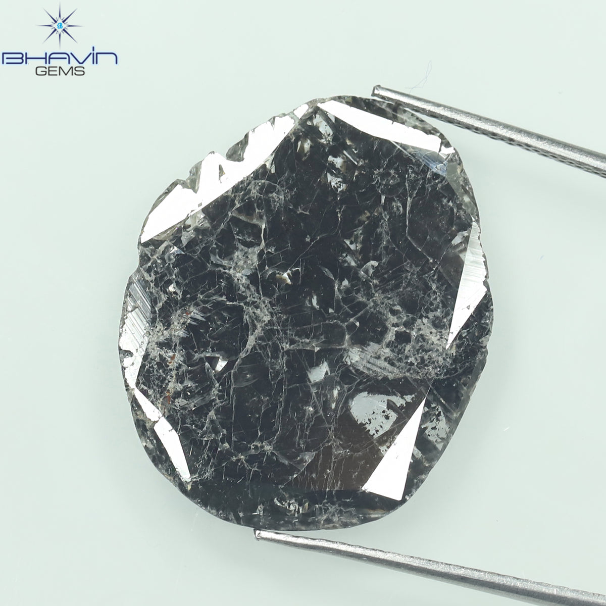 6.38 CT Slice Natural Diamond Salt And Pepper Color Clarity I3 (22.00 MM)