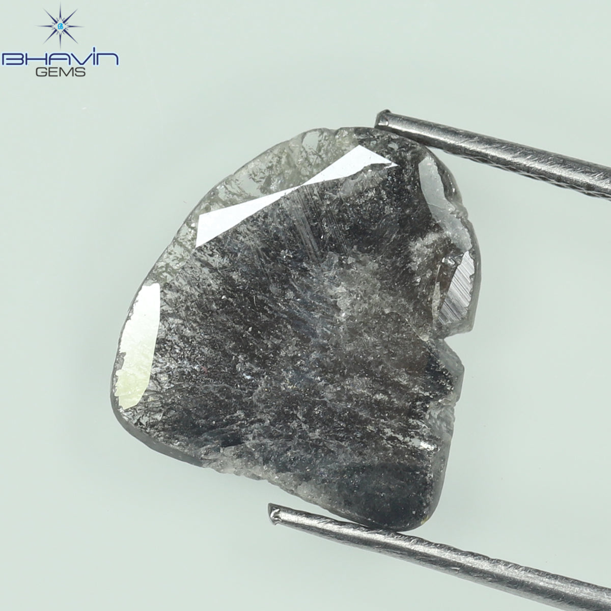1.39 CT スライス シェイプ ナチュラル ダイヤモンド ソルト アンド ペッパー カラー I3 クラリティ (10.77 MM)