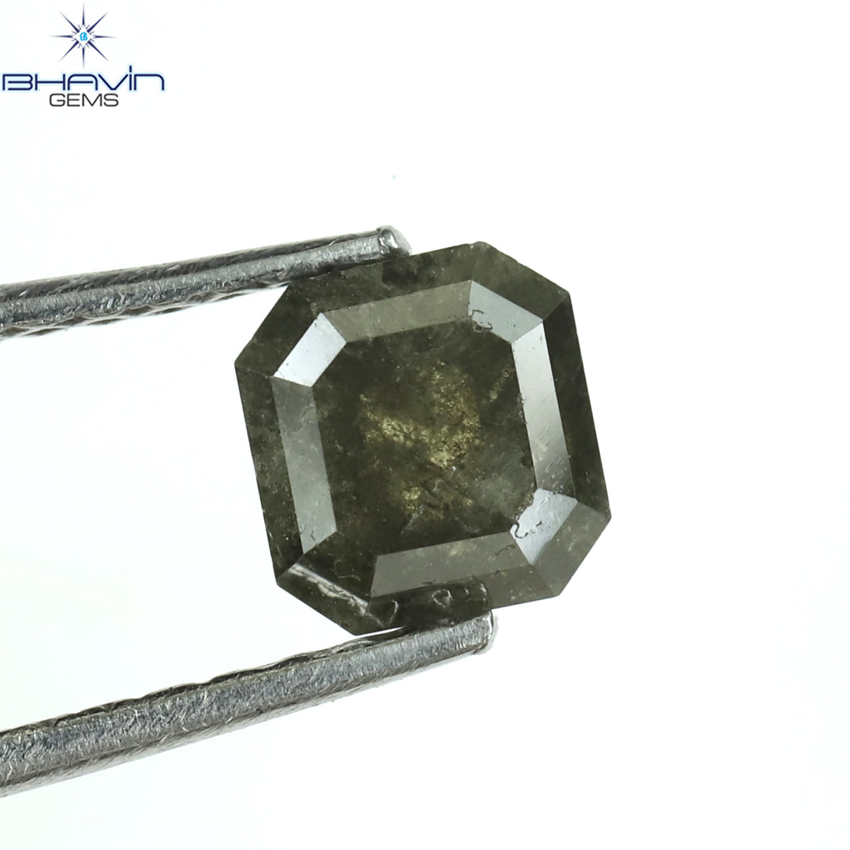 0.89 CT Natural Asscher Diamond Salt And Pepper Color Clarity I3 (5.10 MM)