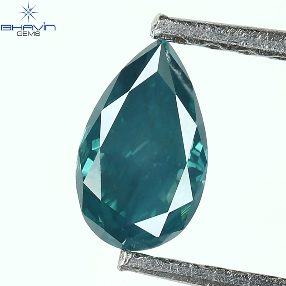 0.30 CT Pear Natural Diamond Enhanced Greenish Blue Color Clarity SI2 (3.41 MM)