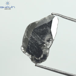 1.34 CT スライス シェイプ ナチュラル ダイヤモンド ソルト アンド ペッパー カラー I3 クラリティ (14.50 MM)