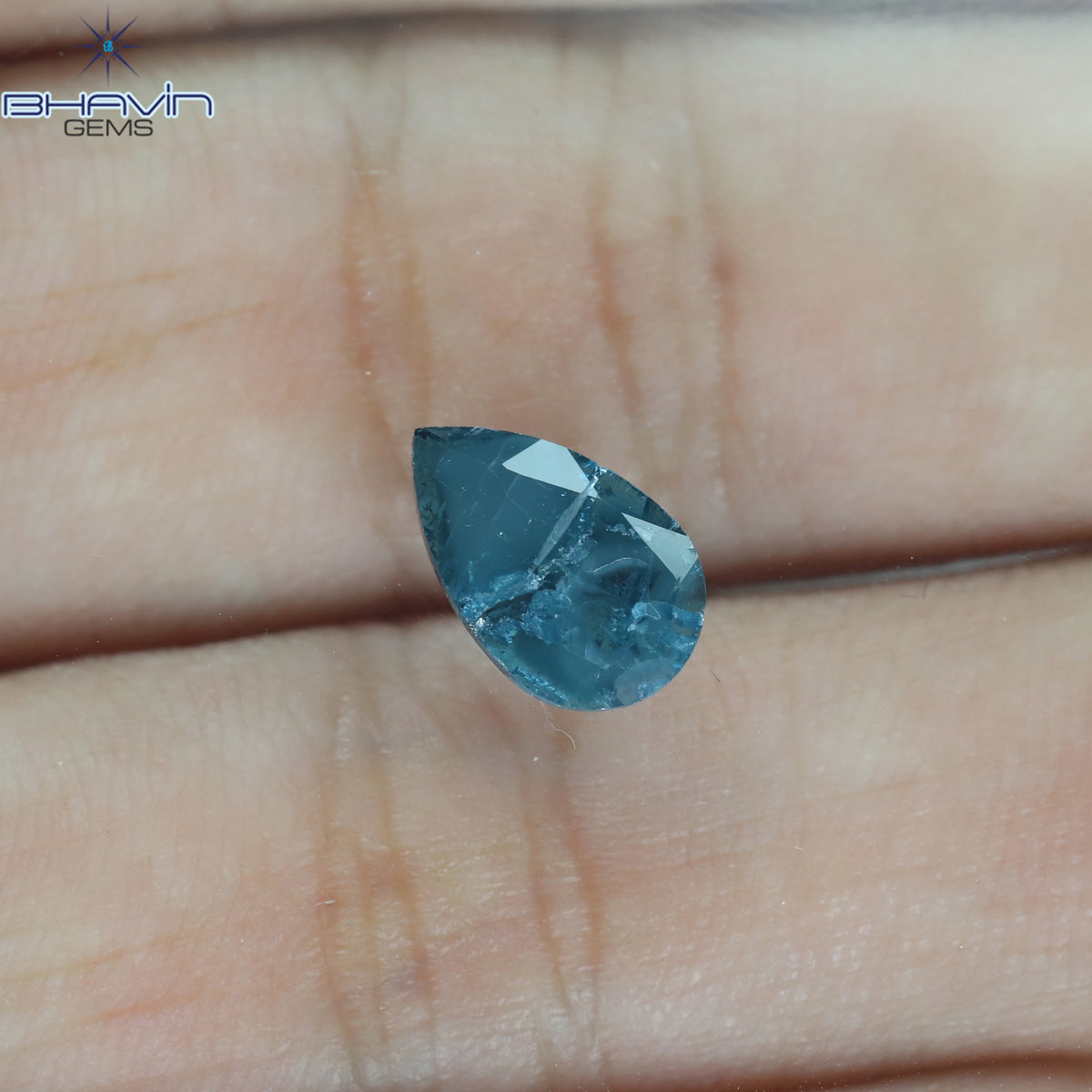 0.61 CT Natural Pear Diamond Enhanced Blue Color Clarity I3 (9.50 MM)