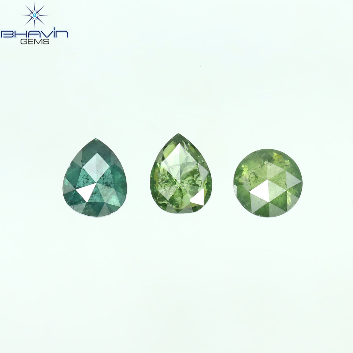 0.66 CT/3 Pcs Natural Mix Shape Diamond Enhanced Green Blue Color Clarity I3 (4.24 MM)