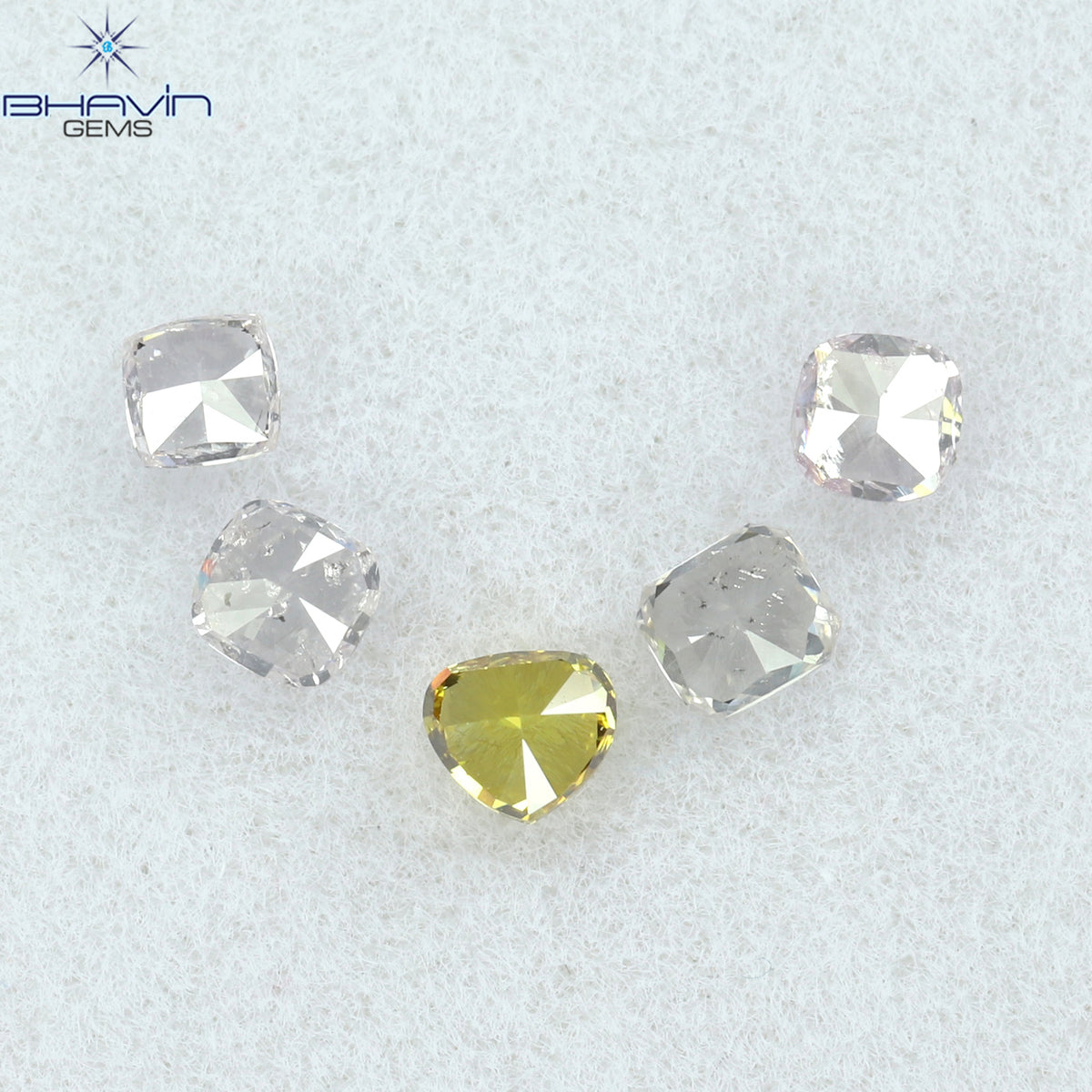 0.49 CT/5 Pcs Natural Cushion Diamond Pink Color Clarity SI2 (2.56 MM)