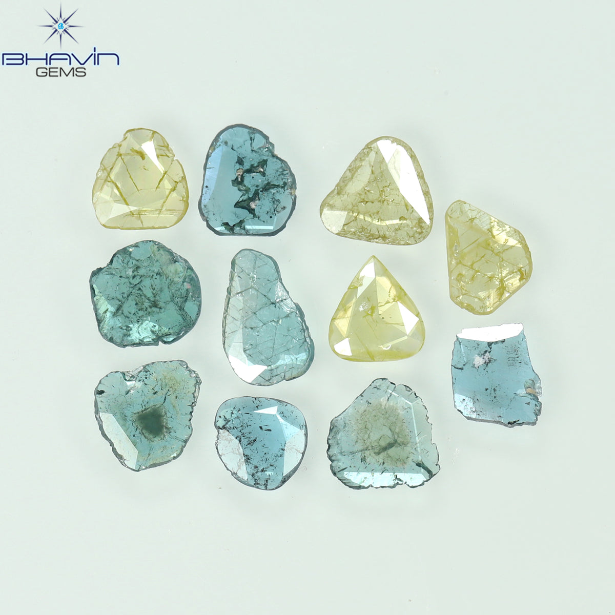 1.19 CT/11 Pcs Natural Slice Diamond Enhanced Blue Color Clarity I3 (6.08 MM)