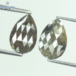 3.89 CT (2 個) ペアシェイプ ナチュラル ダイヤモンド ブラウン カラー I3 クラリティ (10.21 MM)