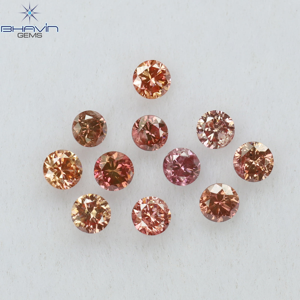 0.22 CT/11 Pcs Natural Round Diamond Enhanced Pink Color Clarity SI (1.75 MM)
