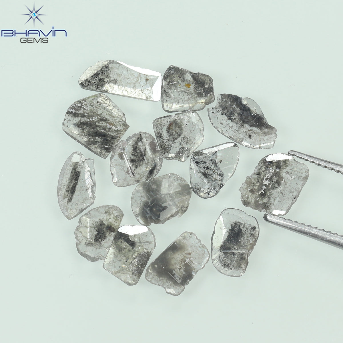 2.60 CT (14 Pcs) Slice Natural Diamond Salt And Pepper Color Clarity I3 (7.98 MM)