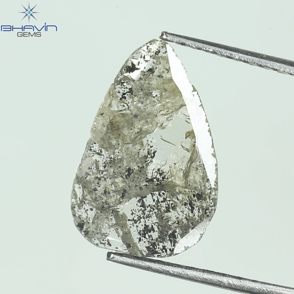 1.07 CT Slice Shape Natural Diamond Salt And Pepper Color I3 Clarity (12.15 MM)