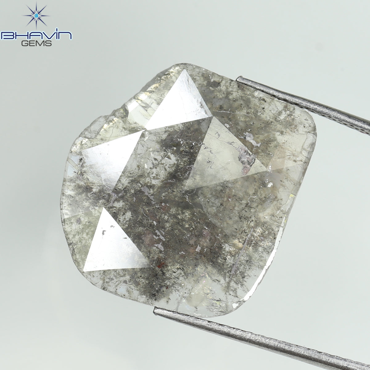 5.97 CT Natural Slice Diamond Salt And Pepper Color Clarity I3 (18.24 MM)