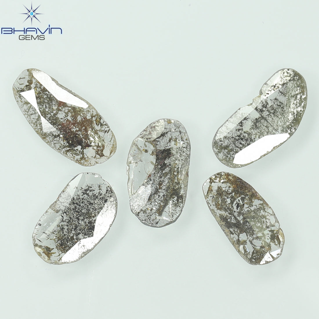1.75 CT (5 Pcs) Slice Natural Diamond Salt And Pepper Color Clarity I3 (10.45 MM)