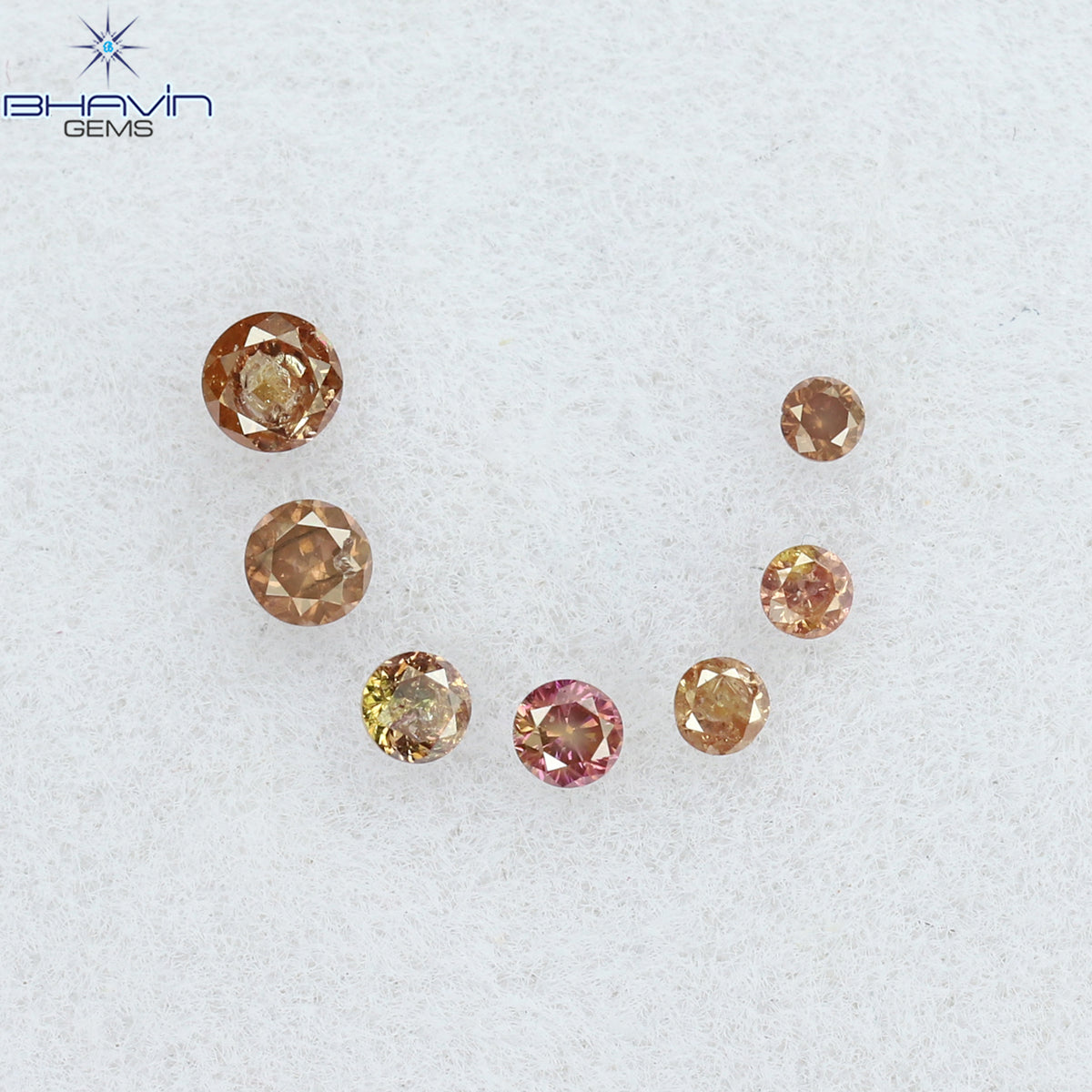 0.09 CT/7 ピース ラウンド シェイプ ナチュラル ルース ダイヤモンド ピンク カラー I3 クラリティ (1.75 MM)