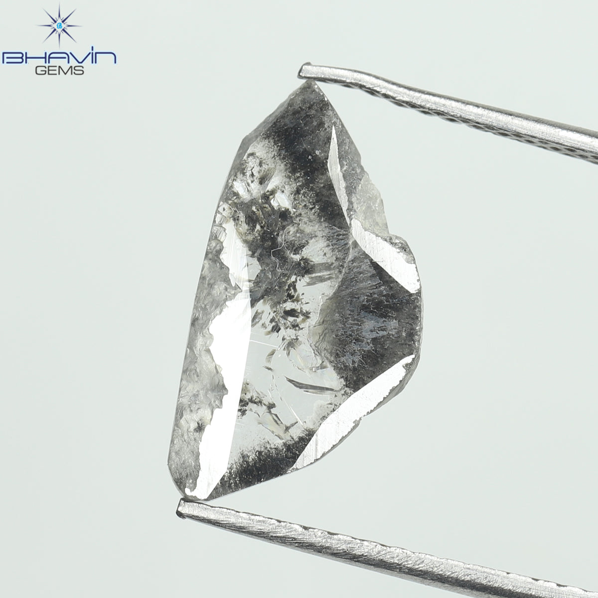 1.39 CT スライス形状 天然ダイヤモンド ソルト アンド ペッパー カラー I3 クラリティ (13.50 MM)