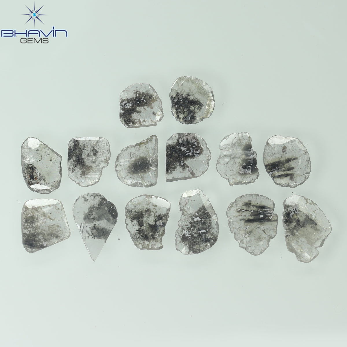 3.11 CT (14 Pcs) Slice Natural Diamond Salt And Pepper Color Clarity I3 (7.85 MM)