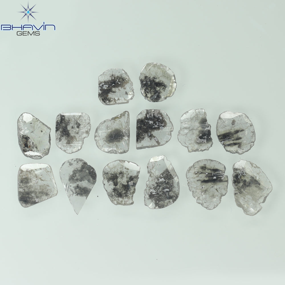 3.11 CT/14 Pcs Slice Shape Natural Diamond Salt And Pepper Color I3 Clarity (7.85 MM)