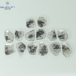 3.11 CT/14 個のスライス形状天然ダイヤモンド ソルト アンド ペッパー カラー I3 クラリティ (7.85 MM)