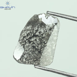 0.96 CT スライス シェイプ 天然ダイヤモンド ソルト アンド ペッパー カラー I3 クラリティ (10.64 MM)