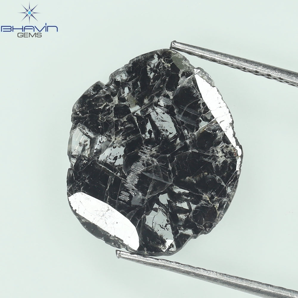 2.13 CT スライス シェイプ ナチュラル ダイヤモンド ソルト アンド ペッパー カラー I3 クラリティ (14.50 MM)