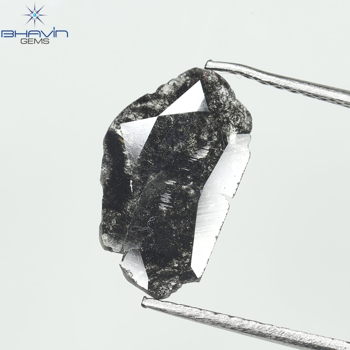 1.12 CT スライス シェイプ ナチュラル ダイヤモンド ソルト アンド ペッパー カラー I3 クラリティ (13.00 MM)