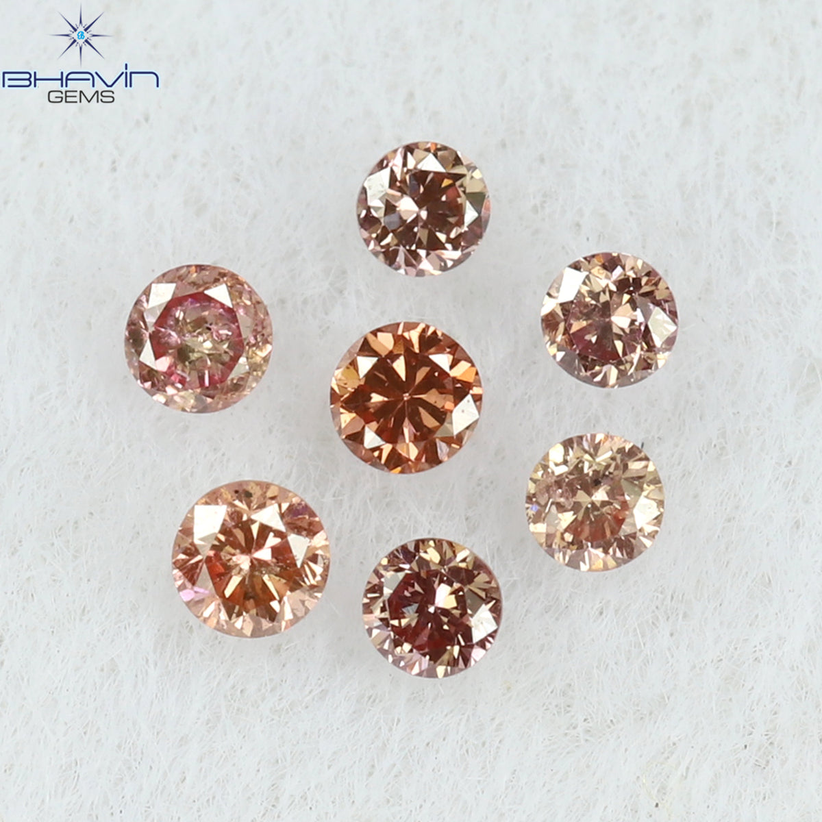 0.08 CT/7 個ラウンド シェイプ ナチュラル ルース ダイヤモンド ピンク色 VS-SI クラリティ (1.50 MM)