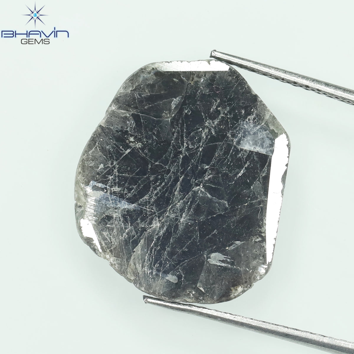 5.70 CT スライス シェイプ ナチュラル ダイヤモンド ソルト アンド ペッパー カラー I3 クラリティ (17.50 MM)