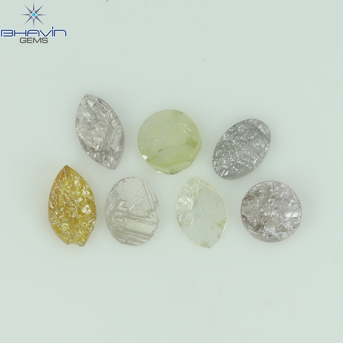0.59 CT/7 Pcs Natural Uncut Diamond Mix Color Clarity I3 (4.25 MM)
