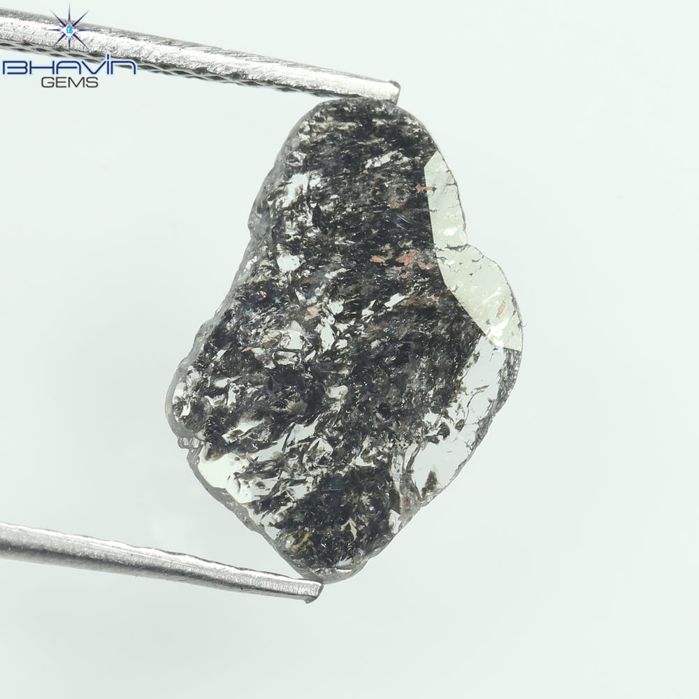 1.04 CT スライス シェイプ ナチュラル ダイヤモンド ソルト アンド ペッパー カラー I3 クラリティ (11.80 MM)