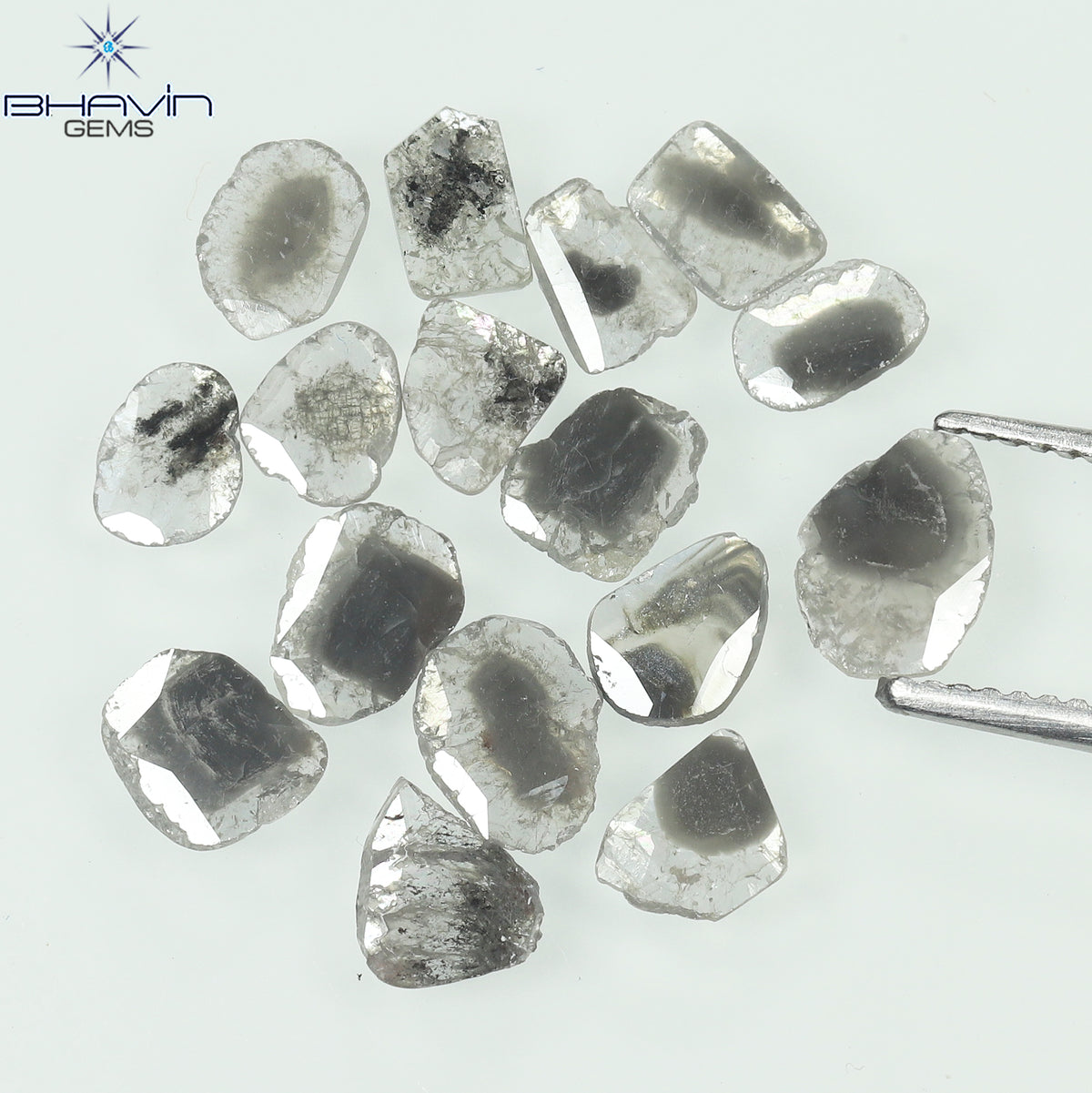 1.83 CT (16 Pcs) Slice Natural Diamond Salt And Pepper Color Clarity I3 (5.85 MM)
