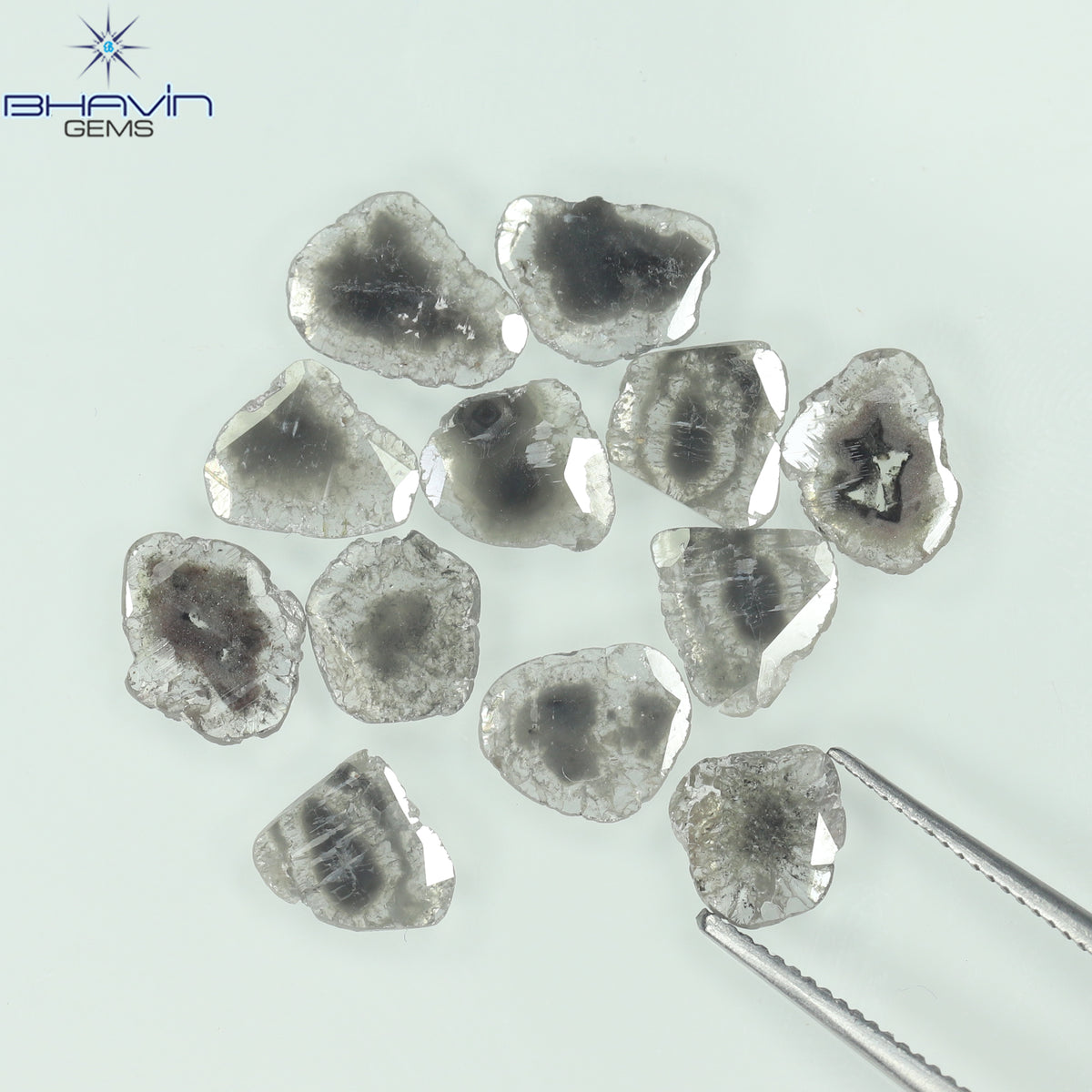 4.05 CT (12 Pcs) Slice Natural Diamond Salt And Pepper Color Clarity I3 (8.26 MM)