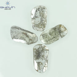 2.43 CT/4 Pcs Slice Shape Natural Diamond Salt And Pepper Color I3 Clarity (11.80 MM)