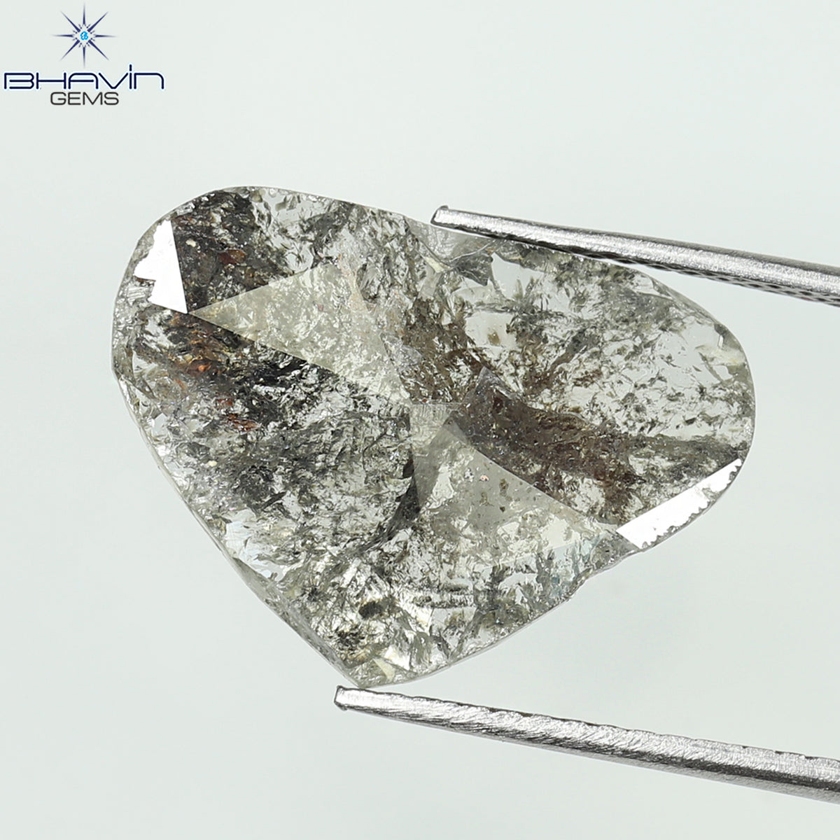 3.50 CT Natural Heart Slice Diamond Salt And Pepper Color Clarity I3 (14.31 MM)